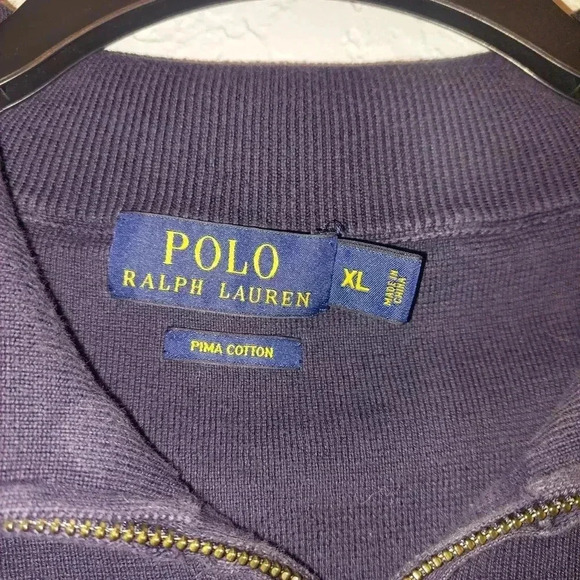 Polo by Ralph Lauren Deep Navy Blue 1/4 Zip Up Sweater - Picture 4 of 5